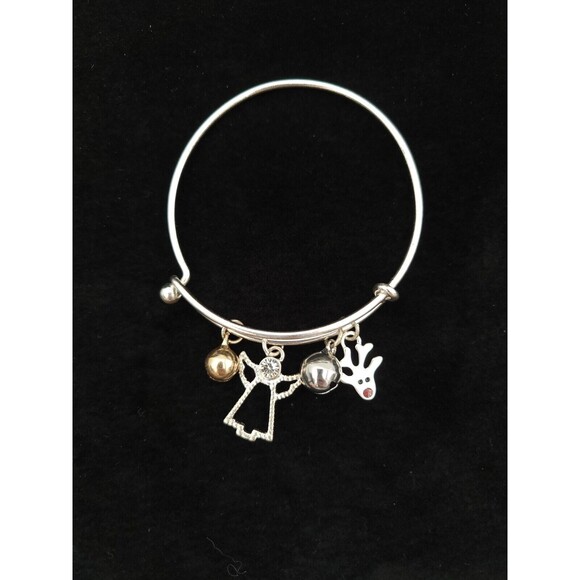 Christmas Holiday Expandable Charm Bracelet Angel Bells Reindeer - Picture 4 of 6